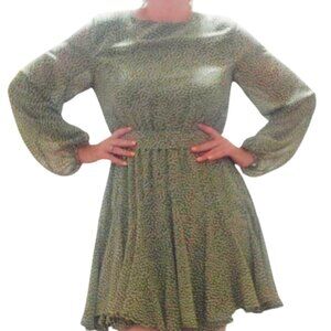 Women's Green Causal Above the Knee Dress